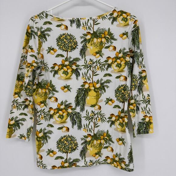 Talbots Shirt Womens XS Lemons Fruitcore Summer Preppy Cottagecore Vacation Tee - Picture 7 of 8